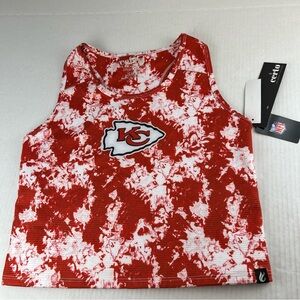 Kansas City Chiefs Red and White Boxy Crop Tank‎ Top 2x2 ribbed bra tank large